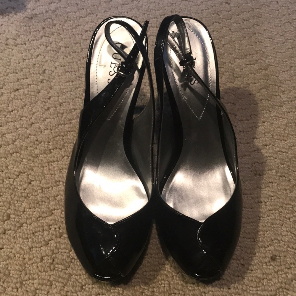 Guess black patent platform size 9